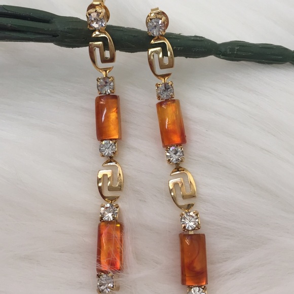 Brazilian Gold Filled Jewelry - Dangle Stud Earrings with Stone In 18K Gold Filled